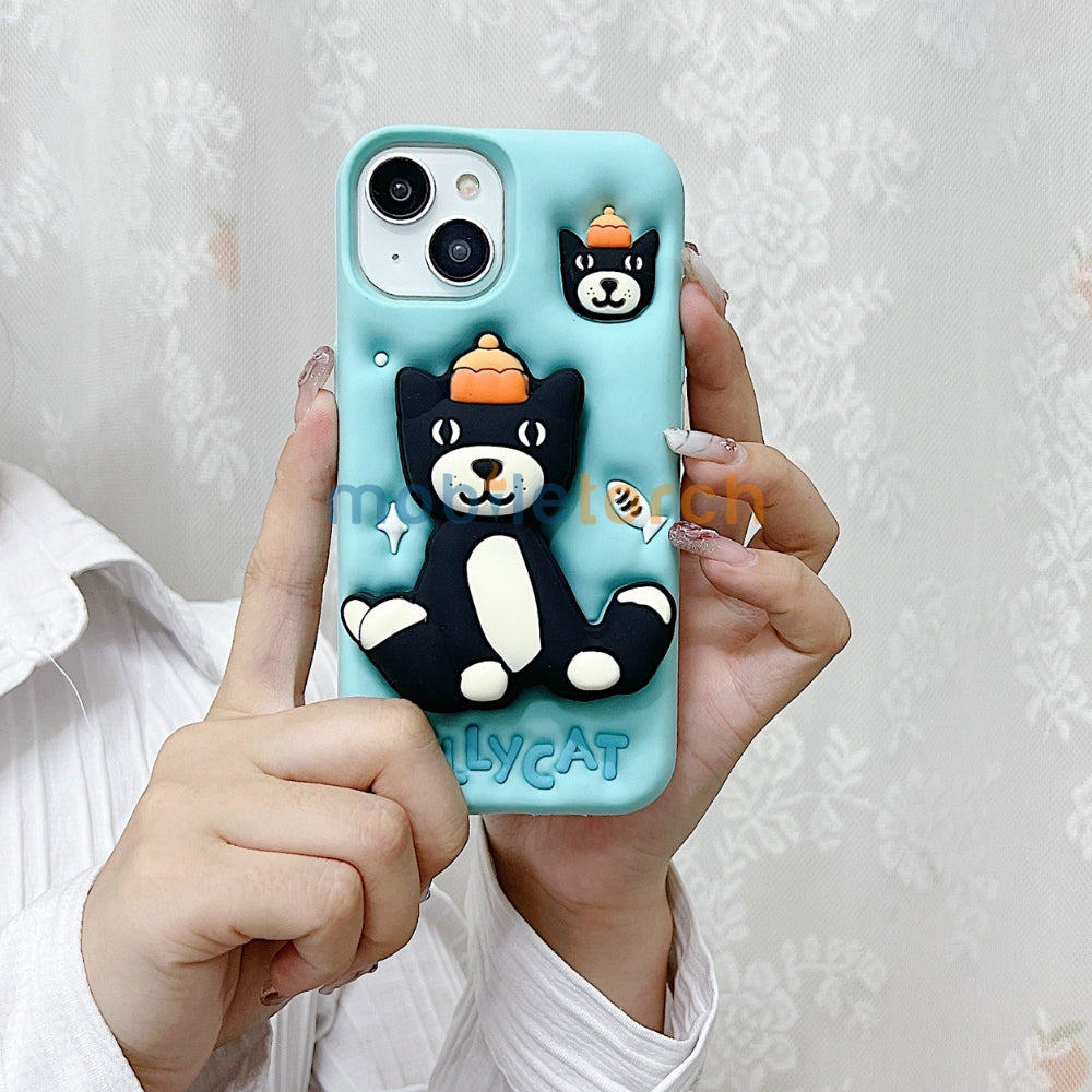 Jelly Cat Stand TPU (Soft) Silicone Phone Case | Mobile Cover - iPhone 13 Pro Max