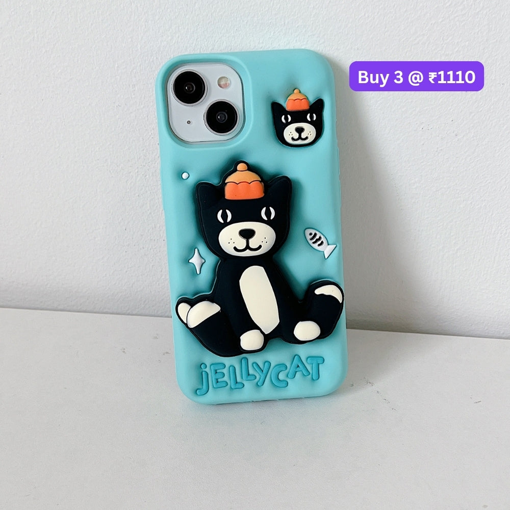 Jelly Cat Stand TPU (Soft) Silicone Phone Case | Mobile Cover - iPhone 13