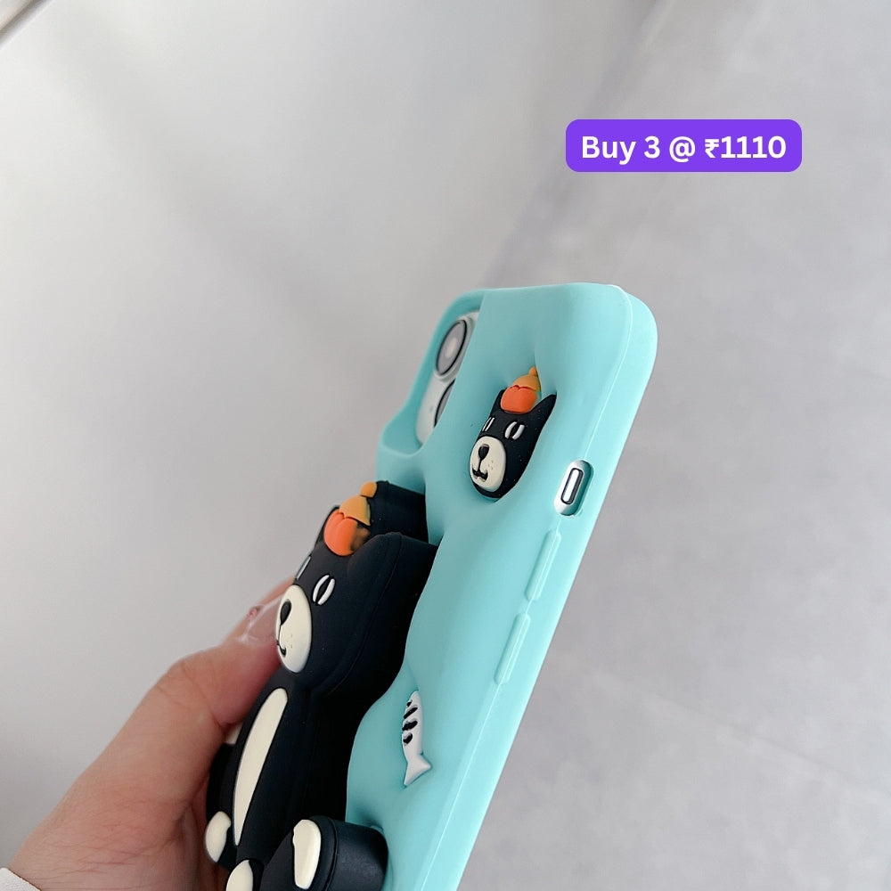 Jelly Cat Stand TPU (Soft) Silicone Phone Case | Mobile Cover - iPhone 13