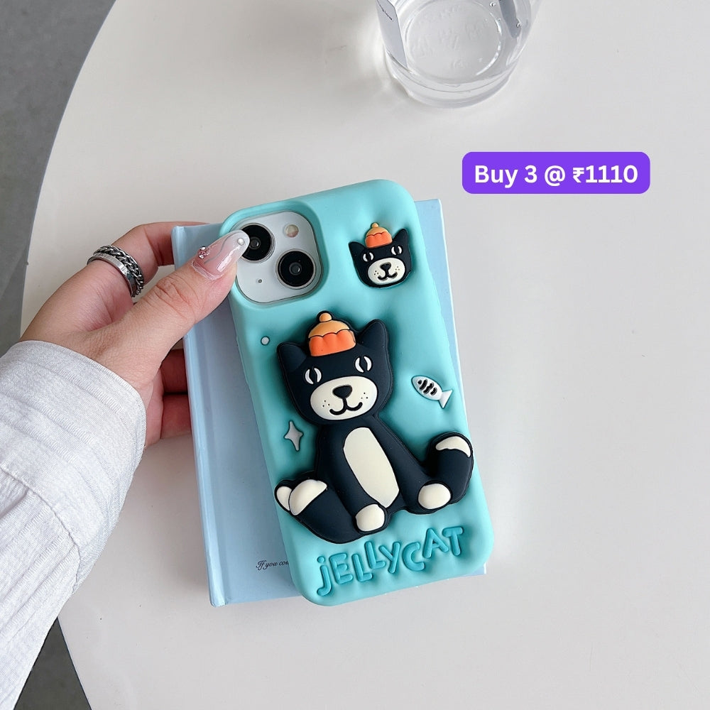 Jelly Cat Stand TPU (Soft) Silicone Phone Case | Mobile Cover - iPhone 13