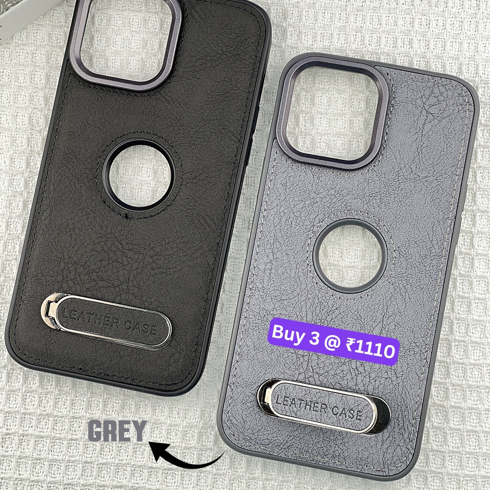 Kickstand Pu Leather PC (Hard) Logo Cut Phone Case - Samsung S24