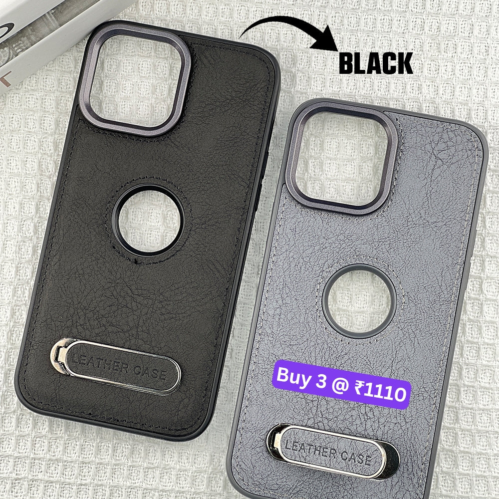 Kickstand Pu Leather PC (Hard) Logo Cut Phone Case - Samsung S24