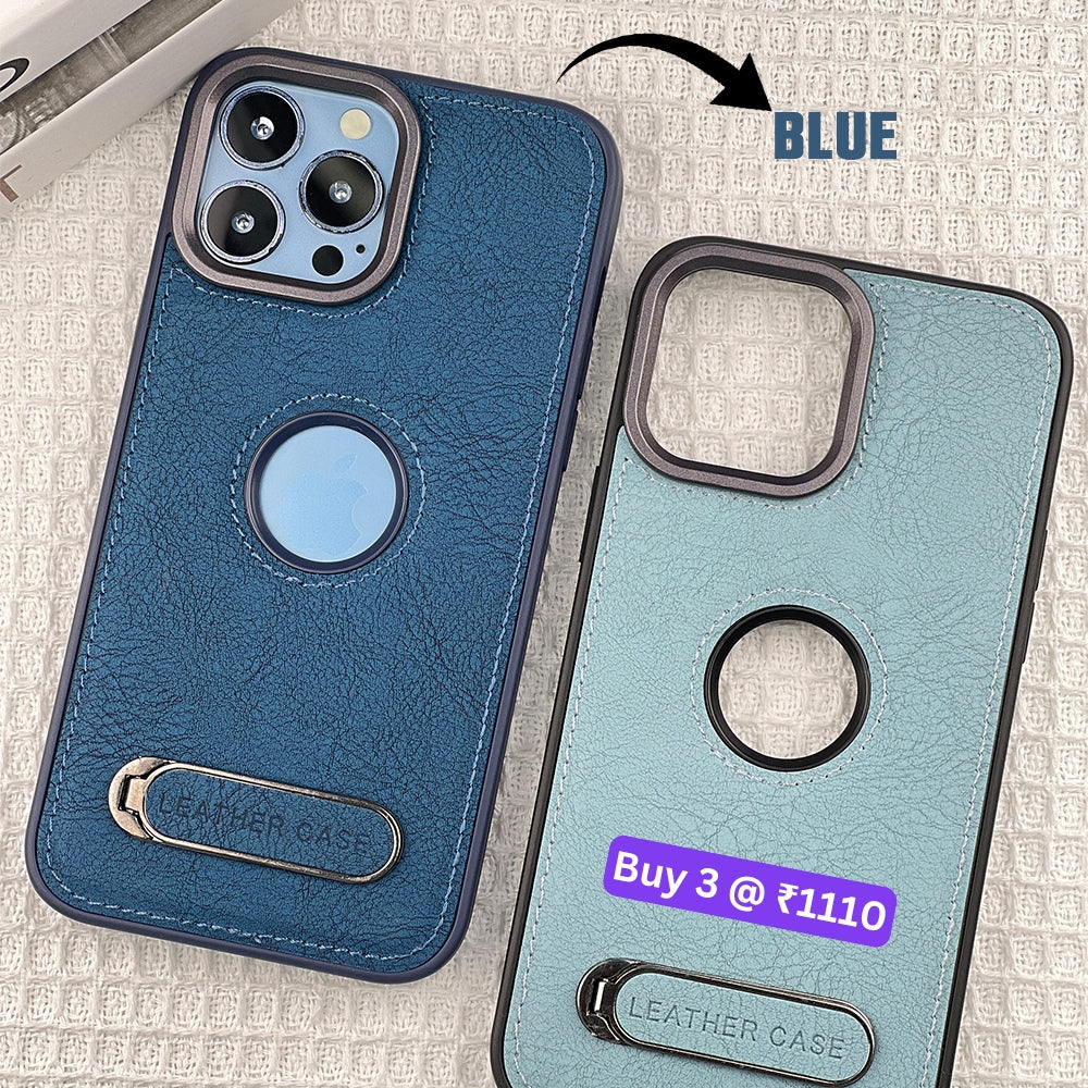 Kickstand Pu Leather PC (Hard) Logo Cut Phone Case - Samsung S24