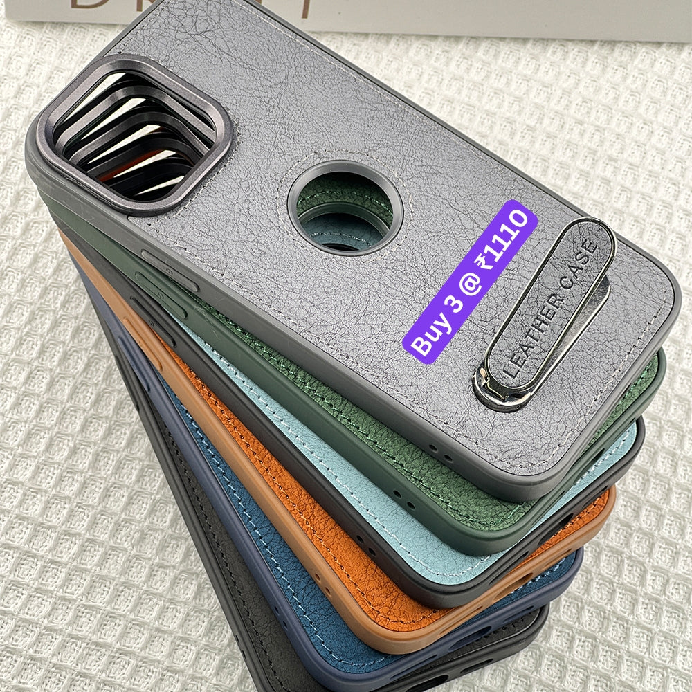 Kickstand Pu Leather PC (Hard) Logo Cut Phone Case - Samsung S24