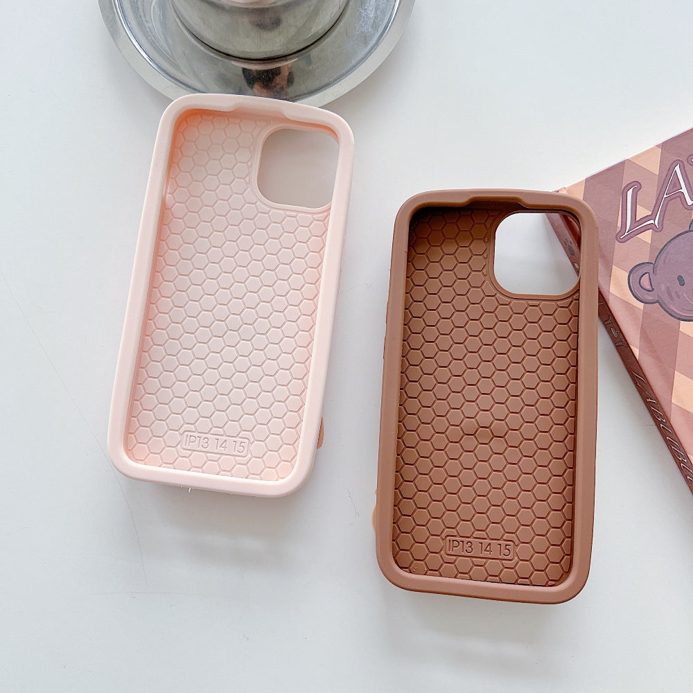 Labubu Cartoon Flip Makeup Mirror Stand Silicone Soft Phone Case | Mobile Cover - iPhone 13