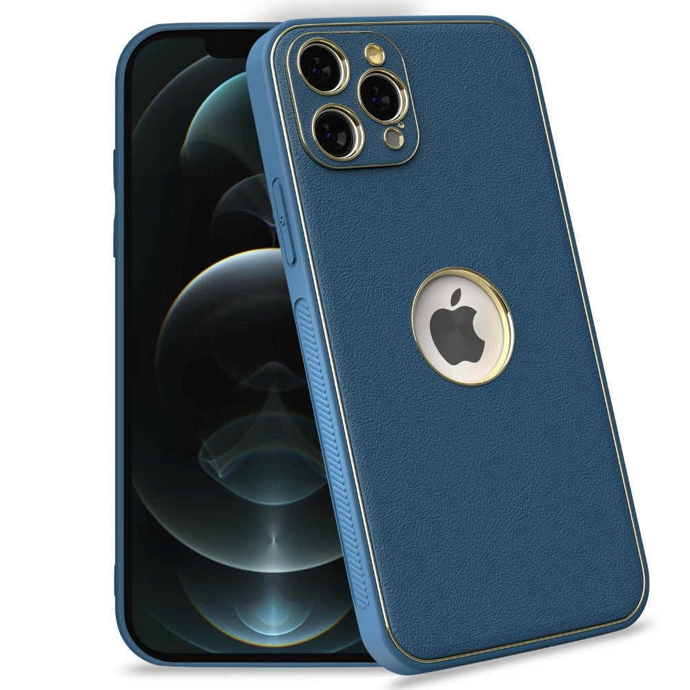 Leather Metal Plating Camera Protection Cover - iPhone 12 Pro