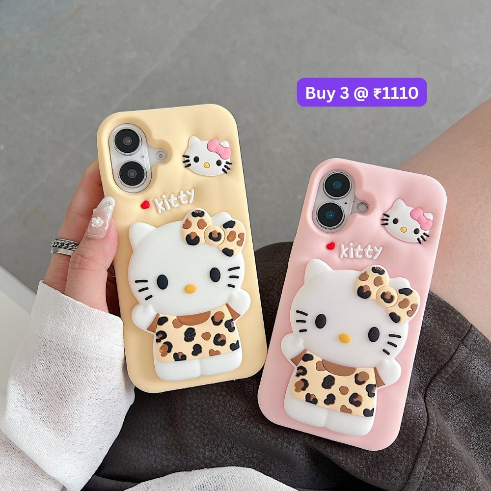 Leopard Print Cat Holder Silicone Phone Case | Mobile Cover - iPhone 13