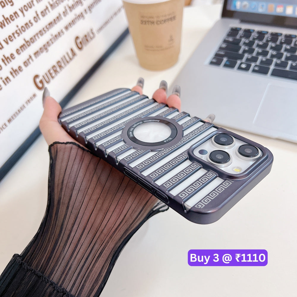 Lines Fiber Texture Logo Cut PC (Hard) Slim Thin Phone Case - iPhone 12