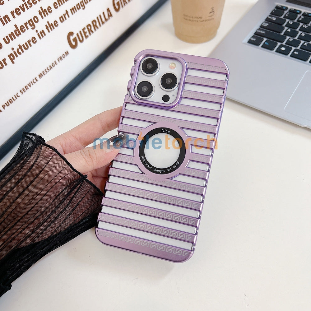 Lines Fiber Texture Logo Cut PC (Hard) Slim Thin Phone Case - iPhone 14 Pro