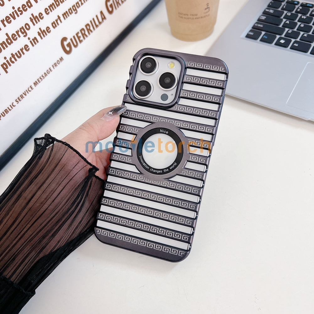 Lines Fiber Texture Logo Cut PC (Hard) Slim Thin Phone Case - iPhone 14 Pro