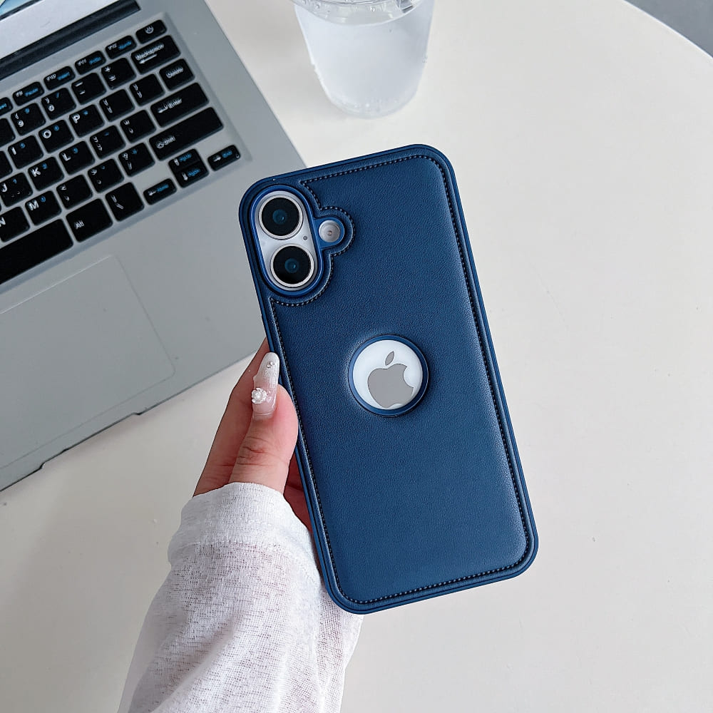 Logo Cut PU Leather Silicone Phone Case