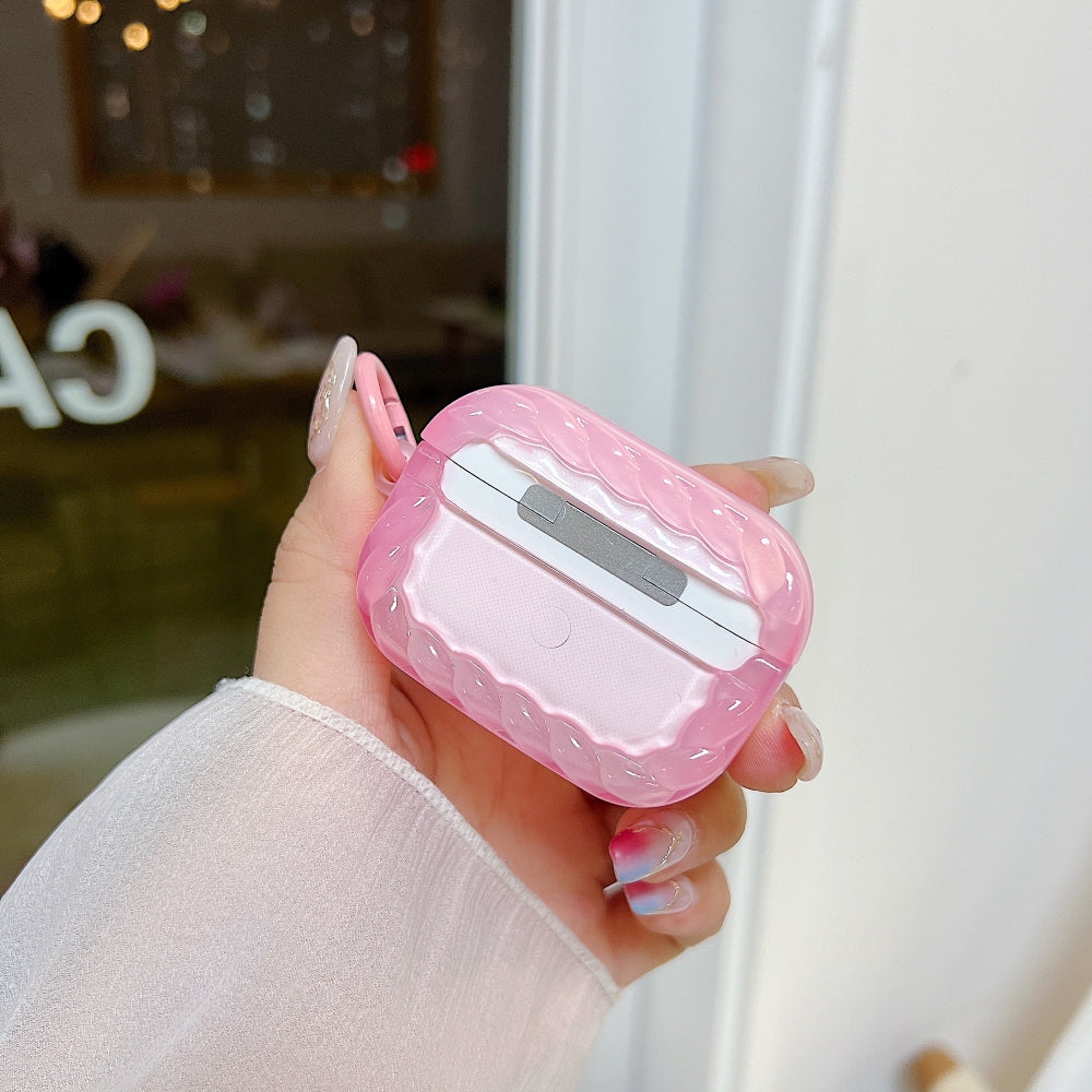 Love Embossed Pattern Case | PC (Hard) Case with Keychain Hook for Airpod Pro 2 | Airpod 3 | Airpod 4
