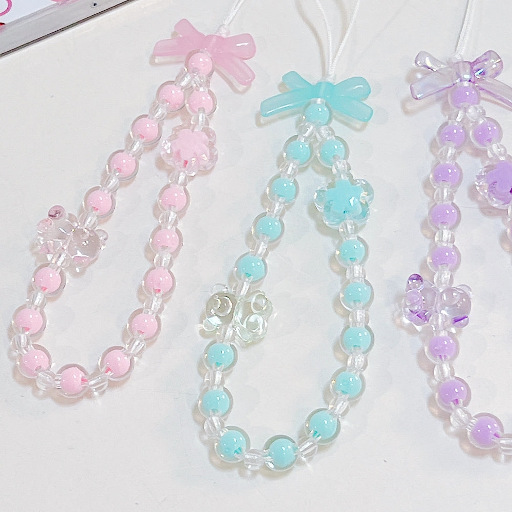 Love Heart Bow Knot Beaded Phone Charm | Bracelet | Handbag Charm