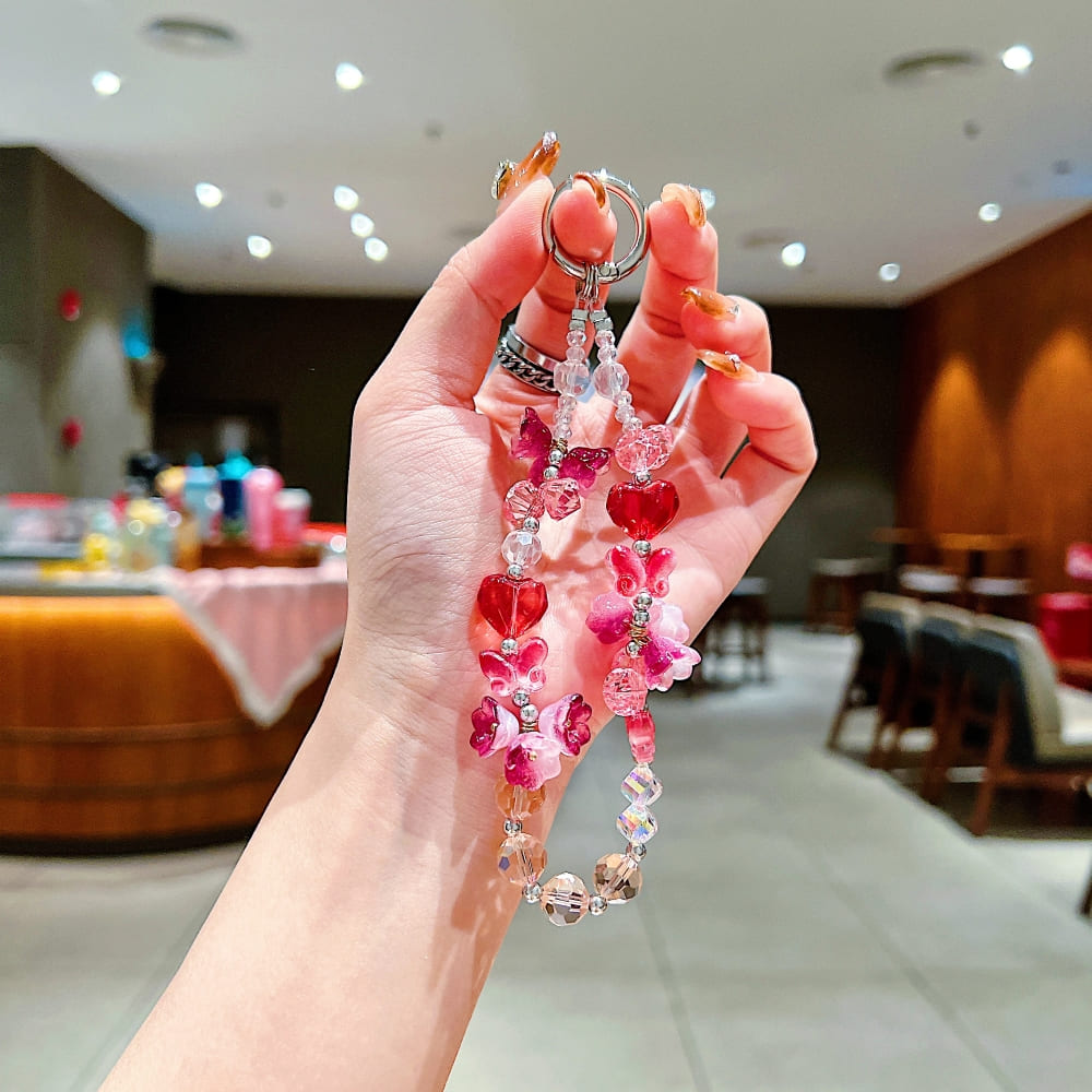 Luminous Rose Alloy Butterfly Crystal Phone Charm | Keychain | Handbag Charm