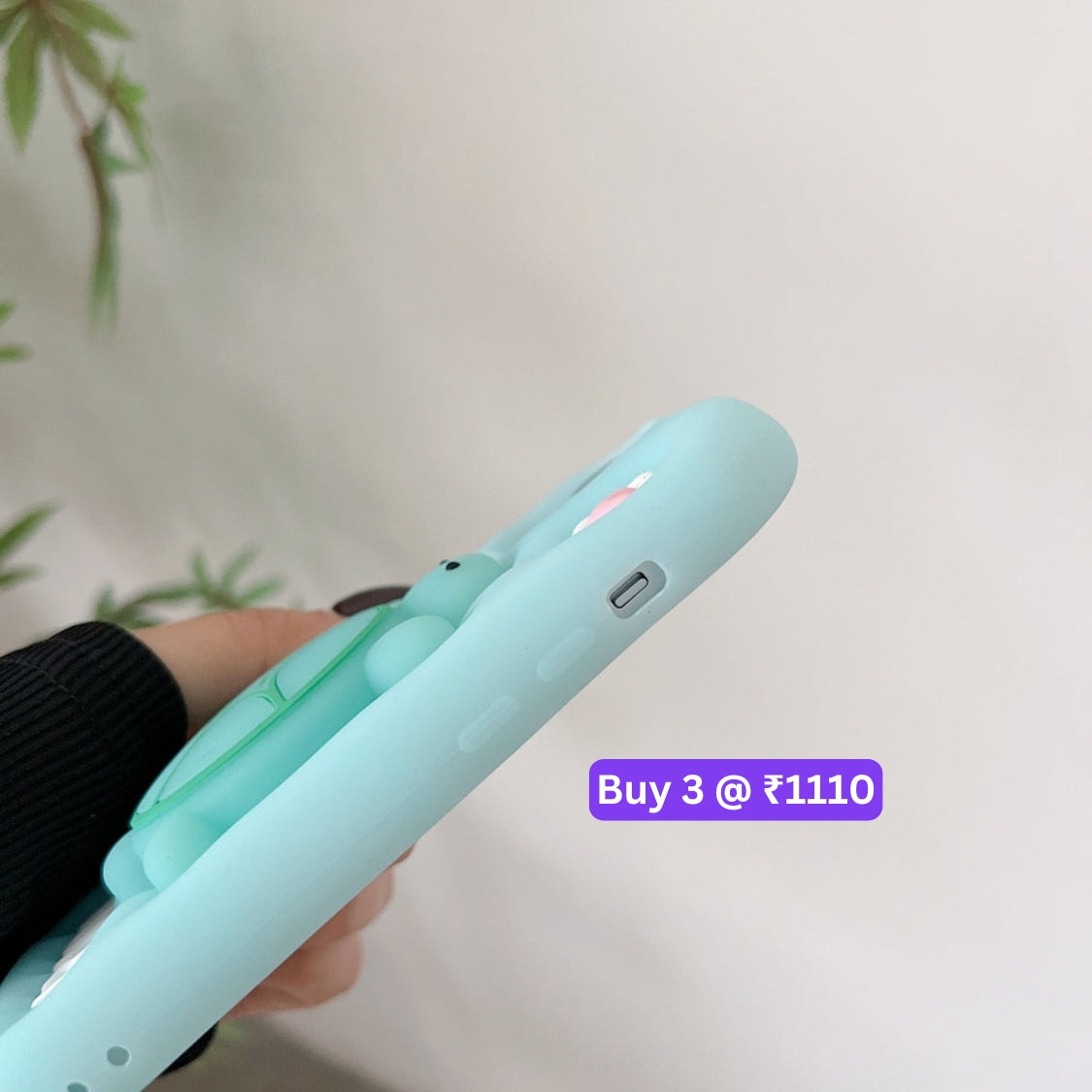 Luminous Tortoise Stand Silicone Soft Phone Case - iPhone 15 Pro