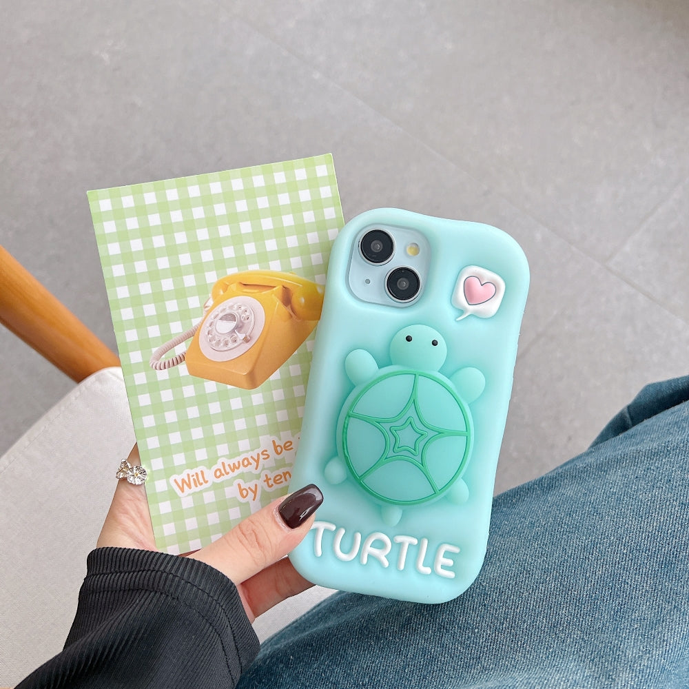 Luminous Tortoise Stand Silicone Soft Phone Case - iPhone 12 Pro Max