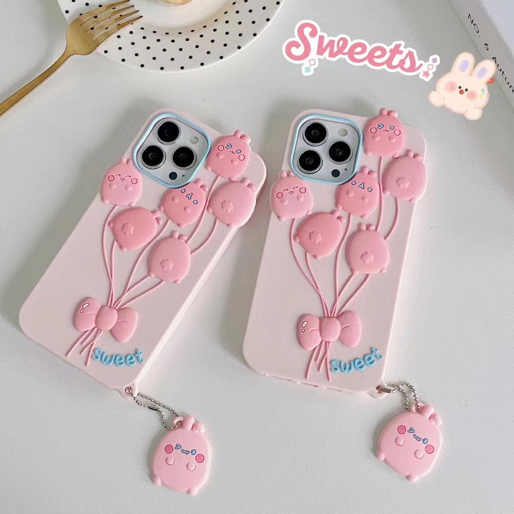 Luxury 3D Balloon Rabbit Silicone Phone Cover