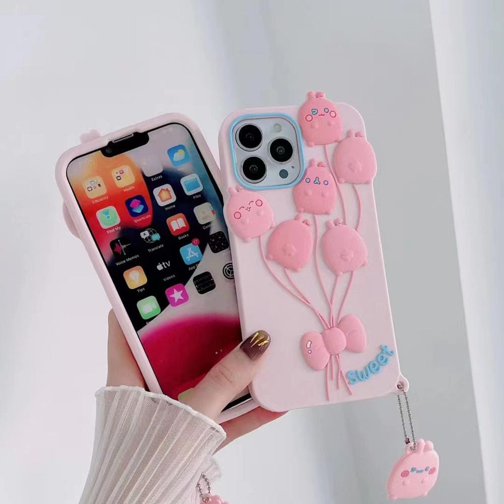 Luxury 3D Balloon Rabbit Silicone Phone Cover