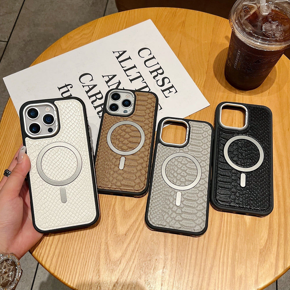 Luxury Crocodile Pattern Leather Magsafe Phone Case
