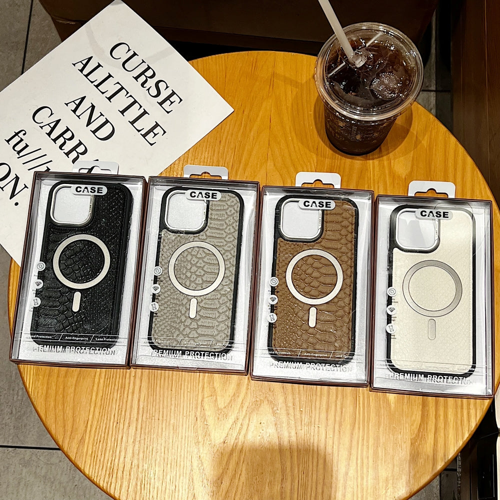 Luxury Crocodile Pattern Leather Magsafe Phone Case