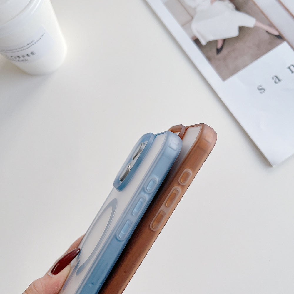 Luxury Magnetic Charging Matte Color Transparent Phone Case