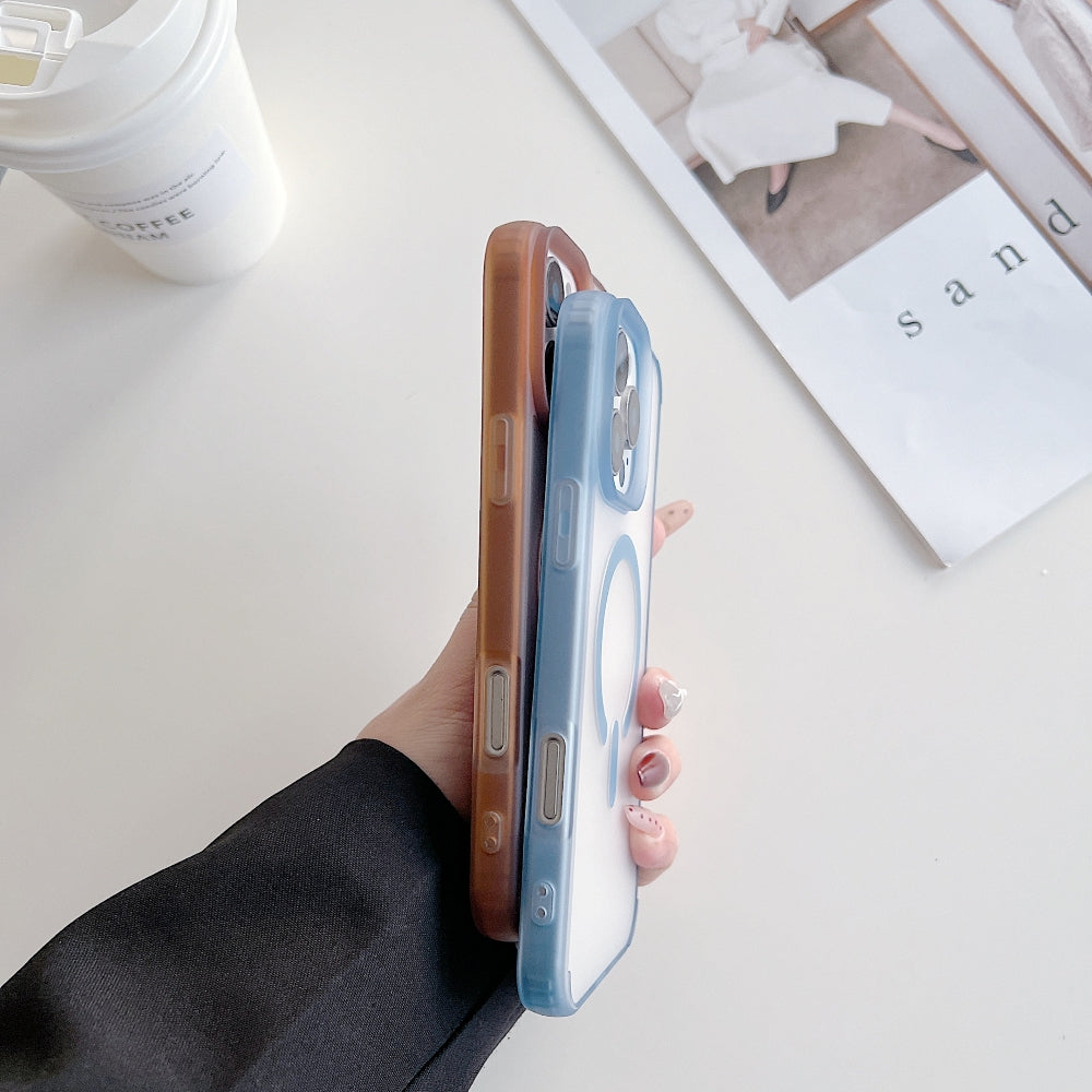 Luxury Magnetic Charging Matte Color Transparent Phone Case