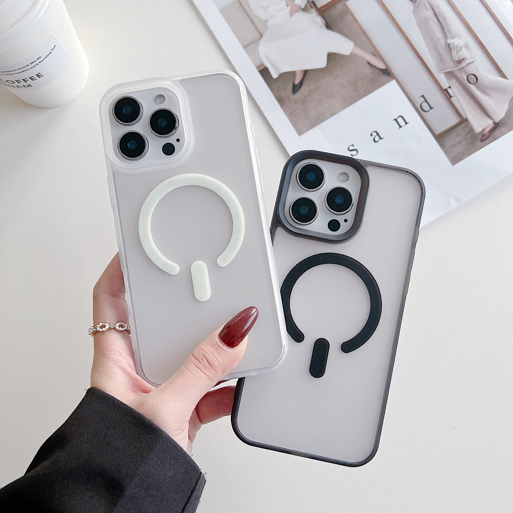 Luxury Magnetic Charging Matte Color Transparent Phone Case
