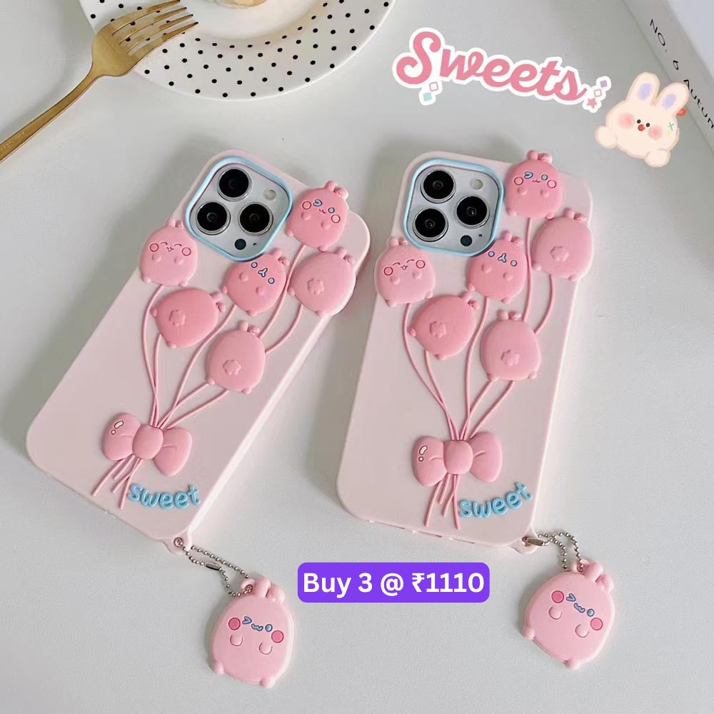 Luxury 3D Balloon Rabbit Silicone Soft Cover - iPhone 12 Pro