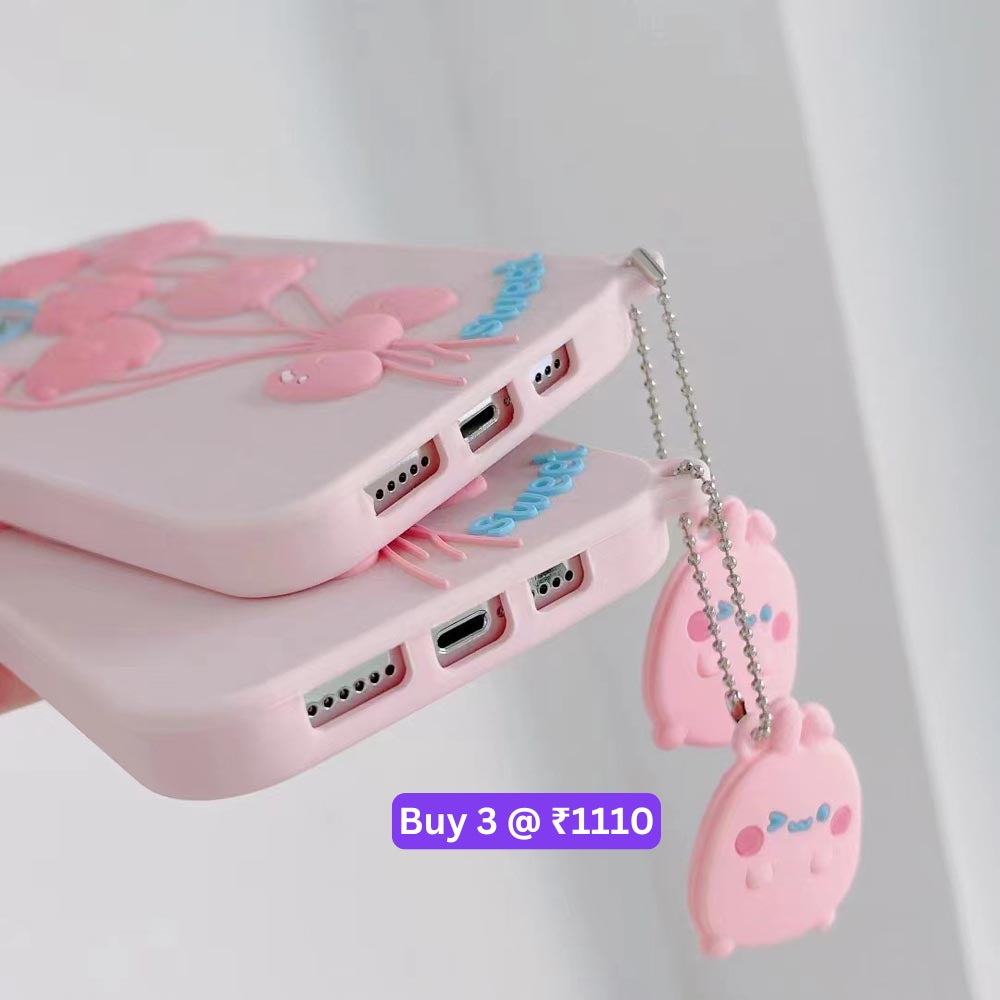 Luxury 3D Balloon Rabbit Silicone Soft Cover - iPhone 12 Pro