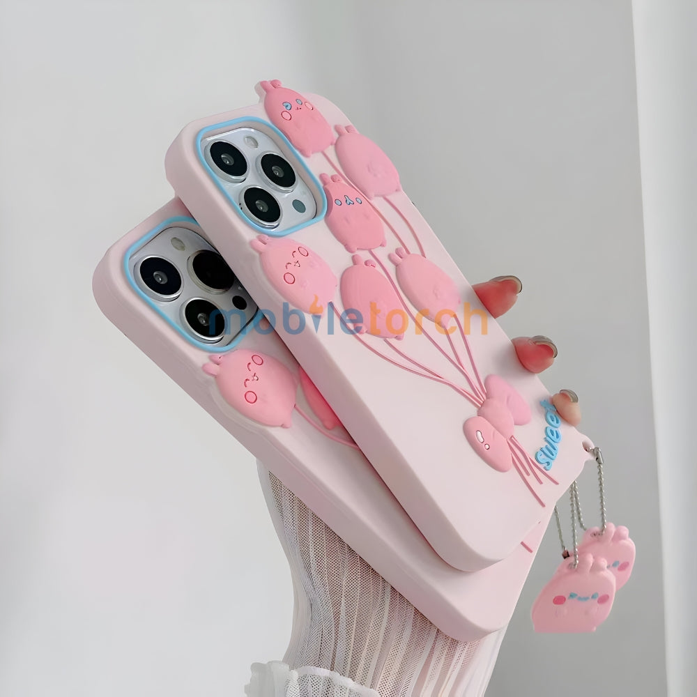 Luxury 3D Balloon Rabbit Silicone Soft Cover - iPhone 14 Pro