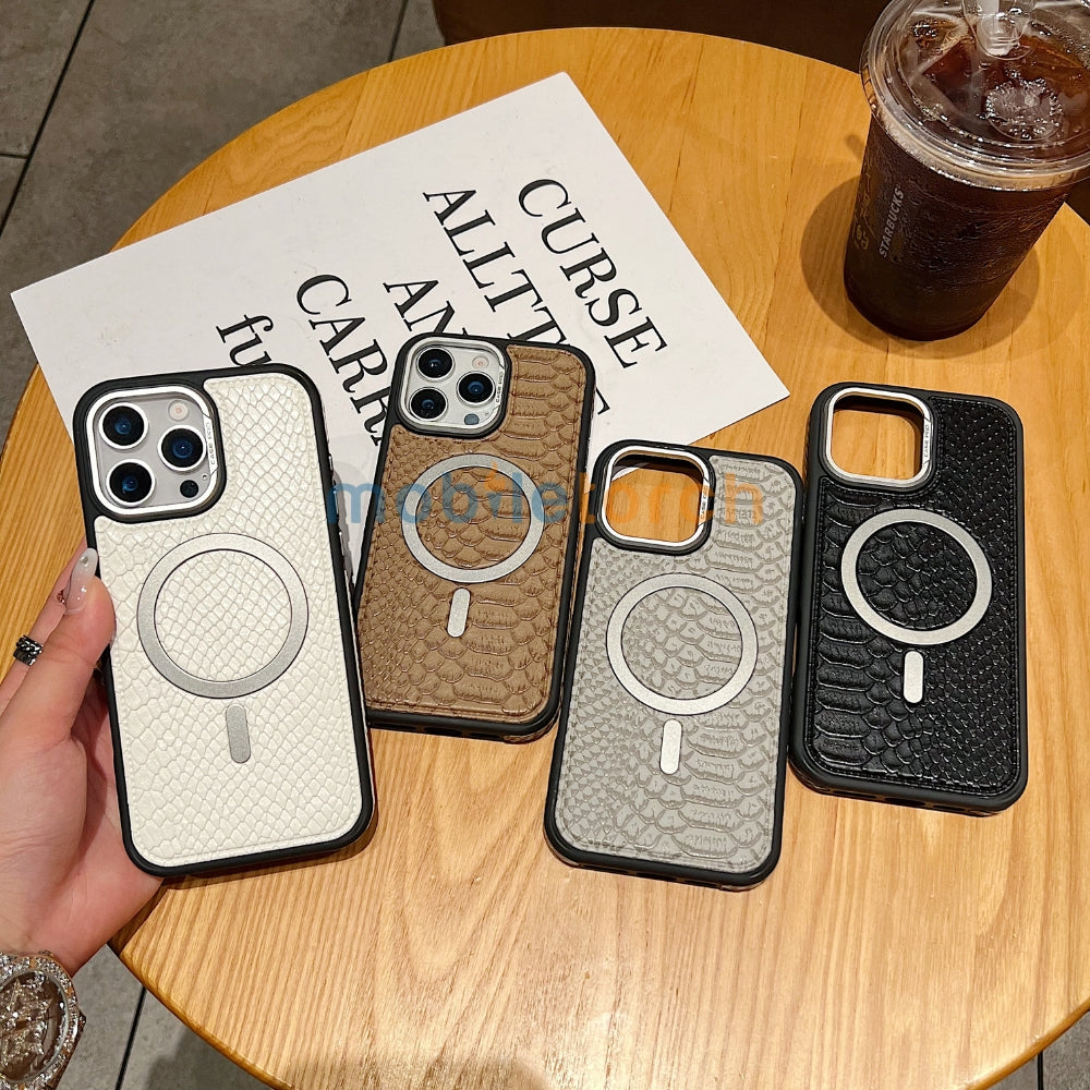 Luxury Crocodile Pattern PU Leather Magsafe Phone Case | Mobile Cover - iPhone 14 Pro Max