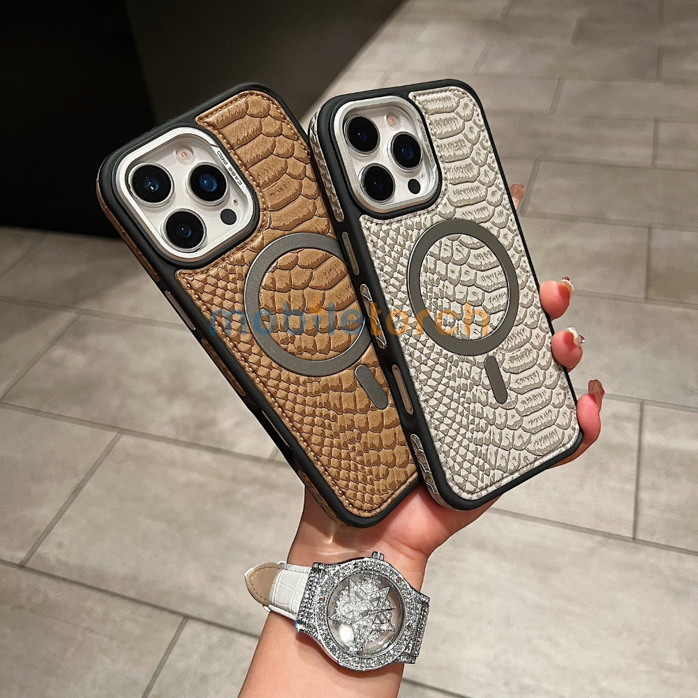 Luxury Crocodile Pattern PU Leather Magsafe Phone Case | Mobile Cover - iPhone 14 Pro Max