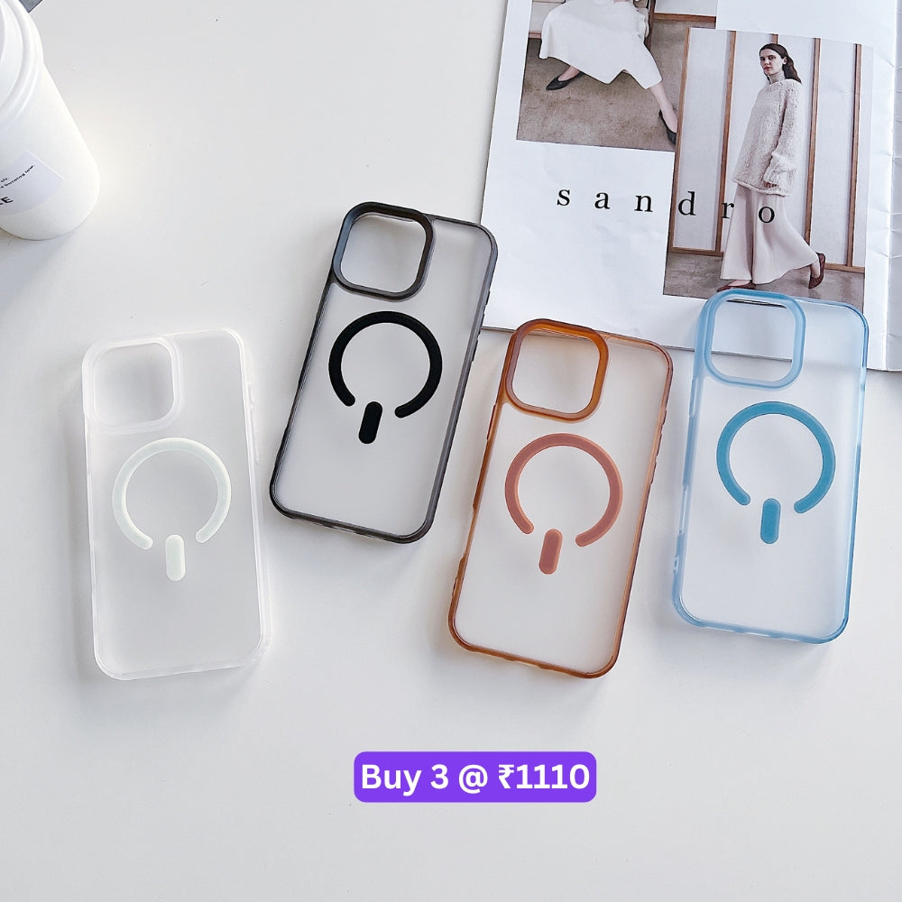 Luxury Magnetic Charging Matte Color Transparent Phone Case - iPhone 14 Pro