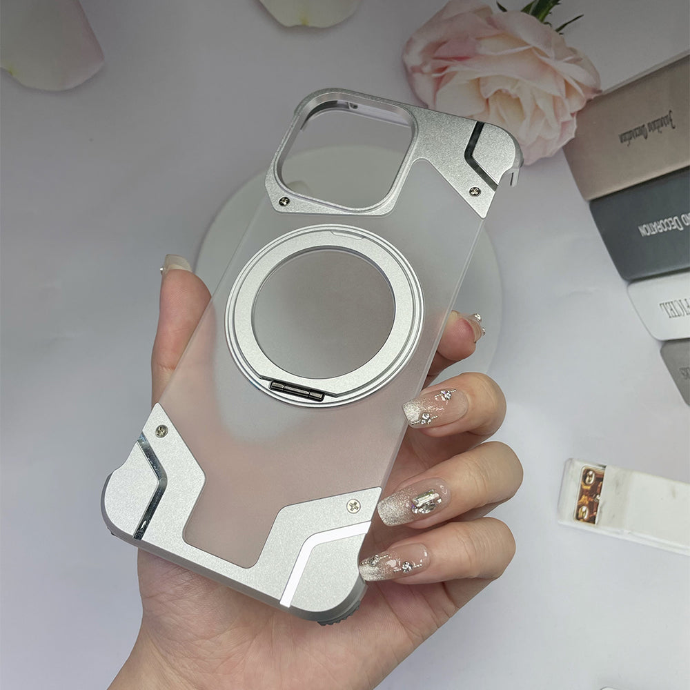 Magnetic Aluminum Alloy Frame Shockproof Phone Case with Ring Holder - iPhone 14