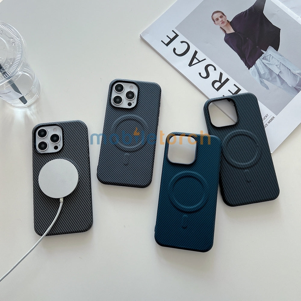 Magnetic Carbon Fiber Texture Shockproof Phone Case - iPhone 13 Pro Max