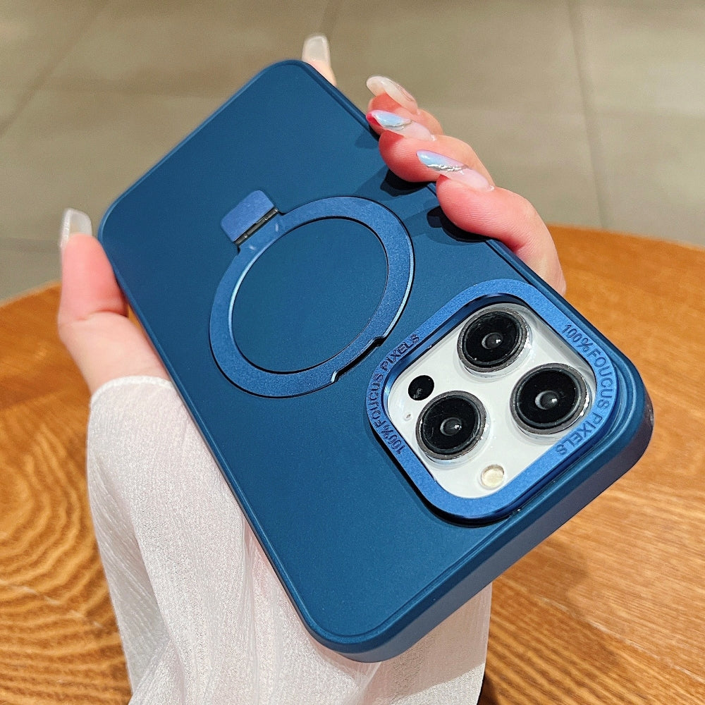 Matte Magsafe with Metal Camera Frame Stand Phone Case