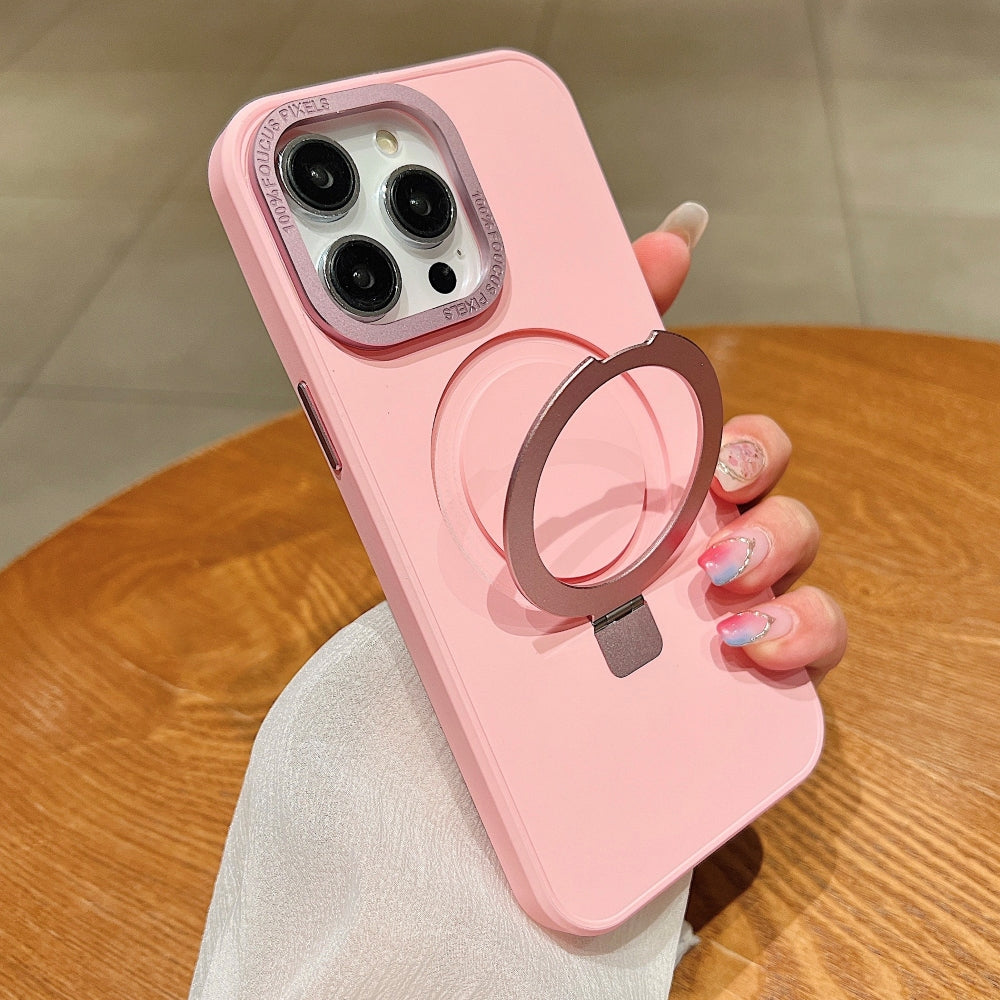 Matte Magsafe with Metal Camera Frame Stand Phone Case