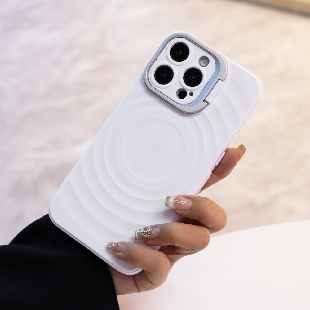 Matte Ripple Pattern Magsafe Silicone Phone Case with Stand