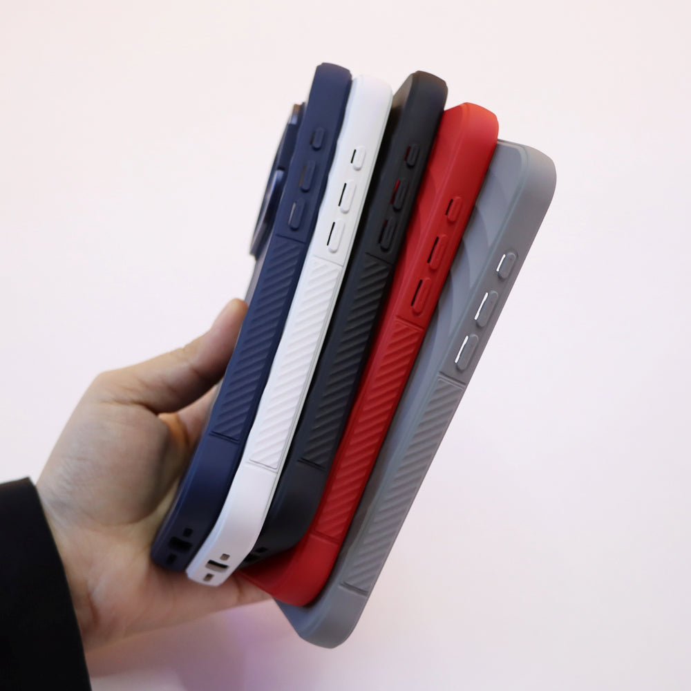 Matte Ripple Pattern Magsafe Silicone Phone Case with Stand