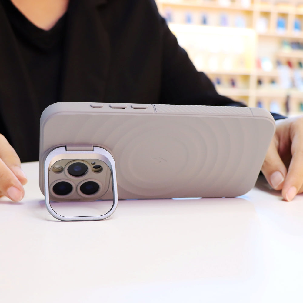Matte Ripple Pattern Magsafe Silicone Phone Case with Stand
