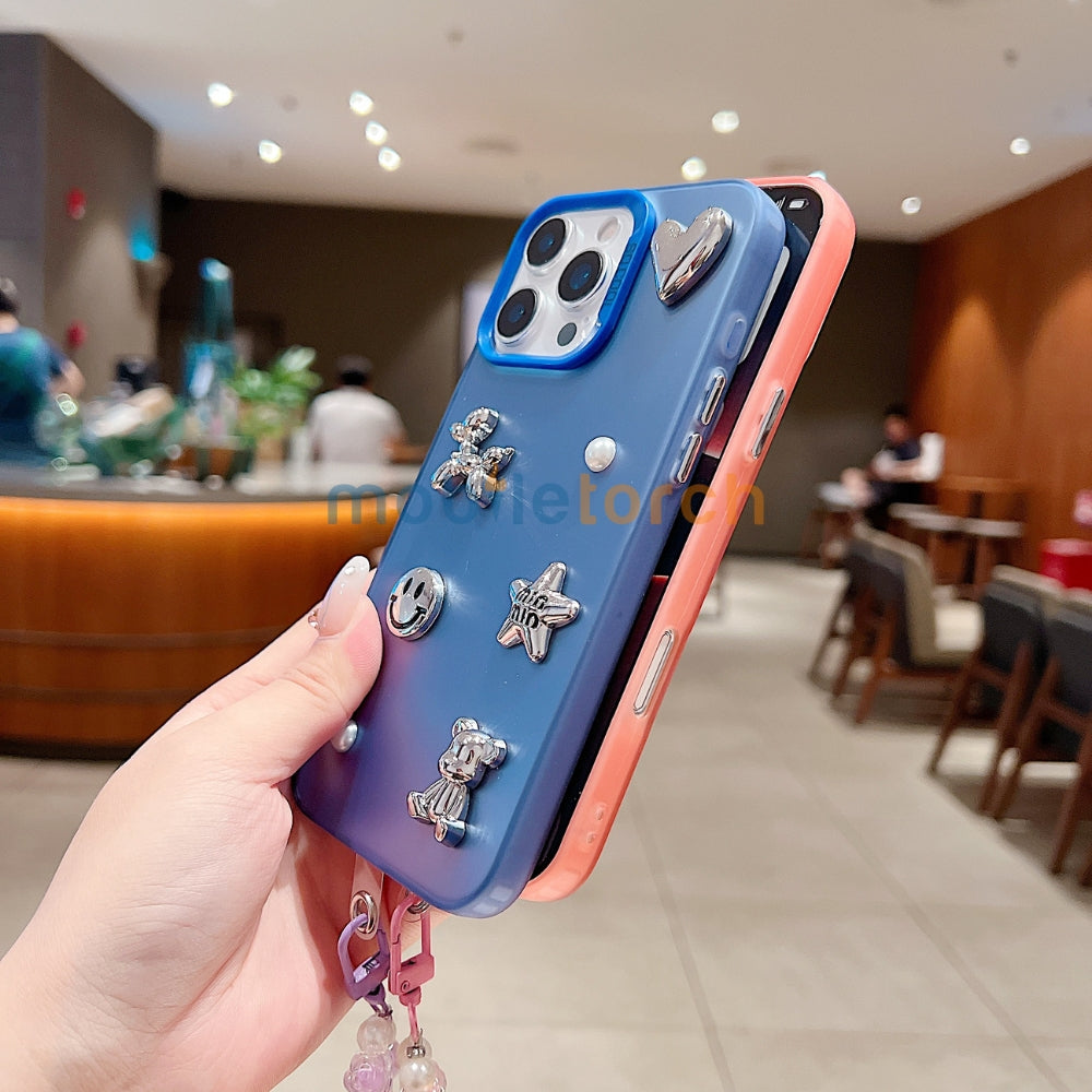 Matte Finish 3D Charm PC (Hard) Phone Case | Mobile Cover with Bracelet - Samsung S23 Ultra