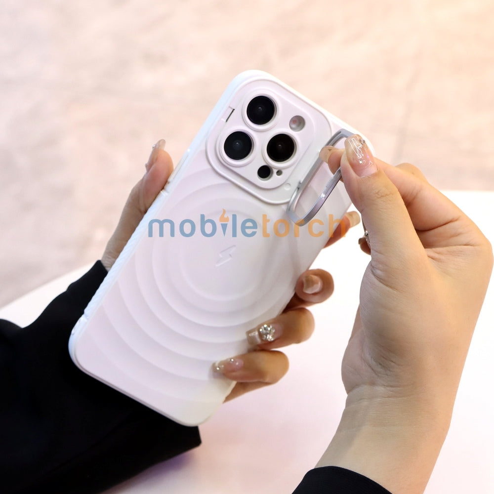 Matte Ripple Pattern Magsafe Silicone Phone Case with Stand - iPhone 13 Pro Max