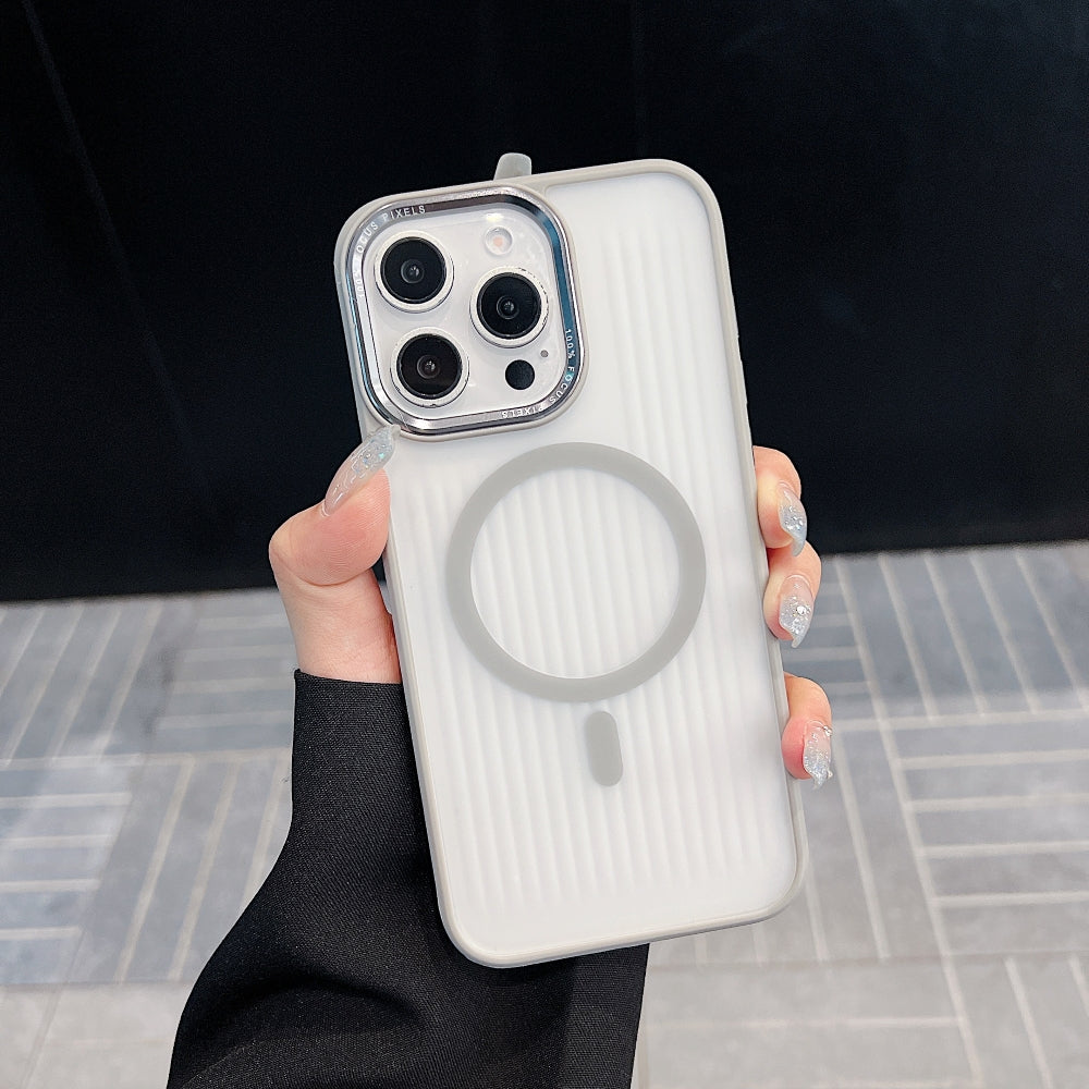 Metal Lens Frame Magnetic Wireless Phone Case