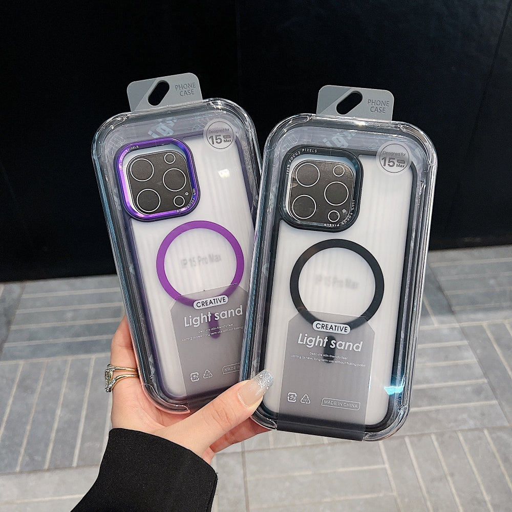Metal Lens Frame Magnetic Wireless Phone Case