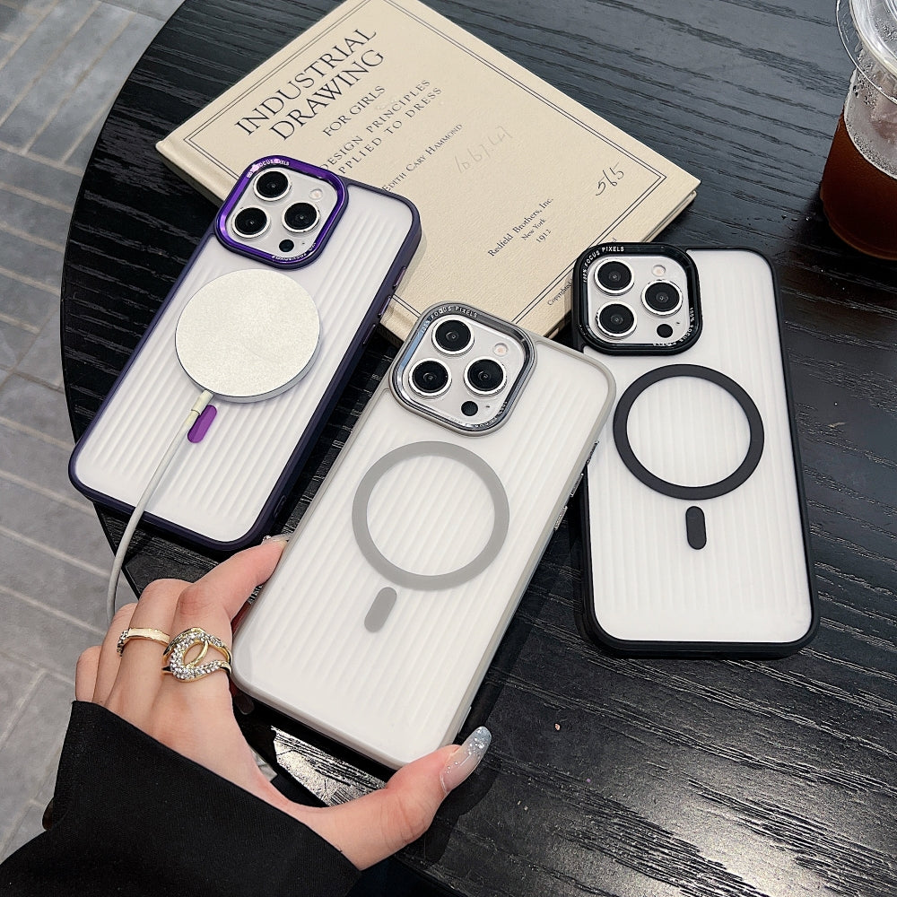 Metal Lens Frame Magnetic Wireless Phone Case