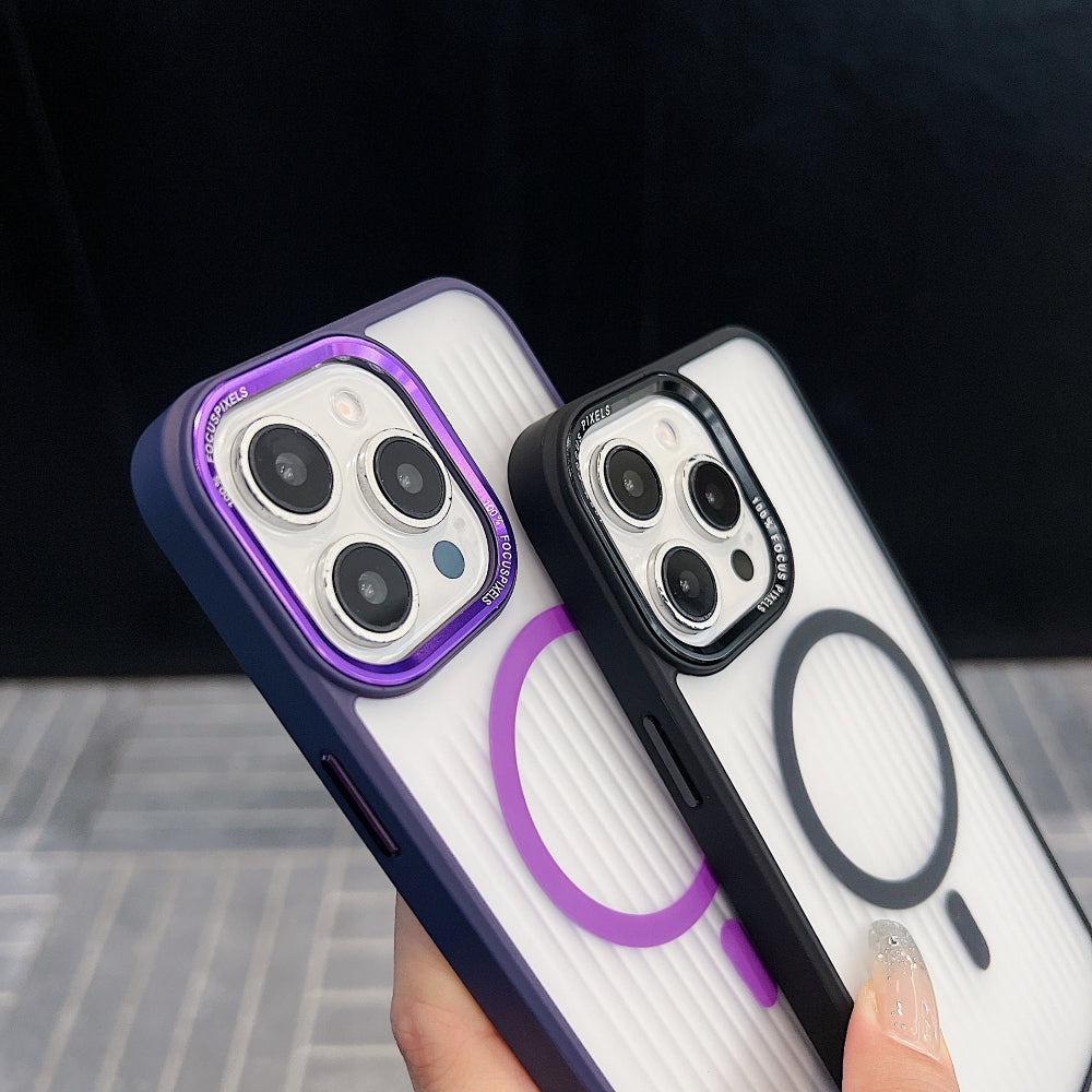 Metal Lens Frame Magnetic Wireless Phone Case