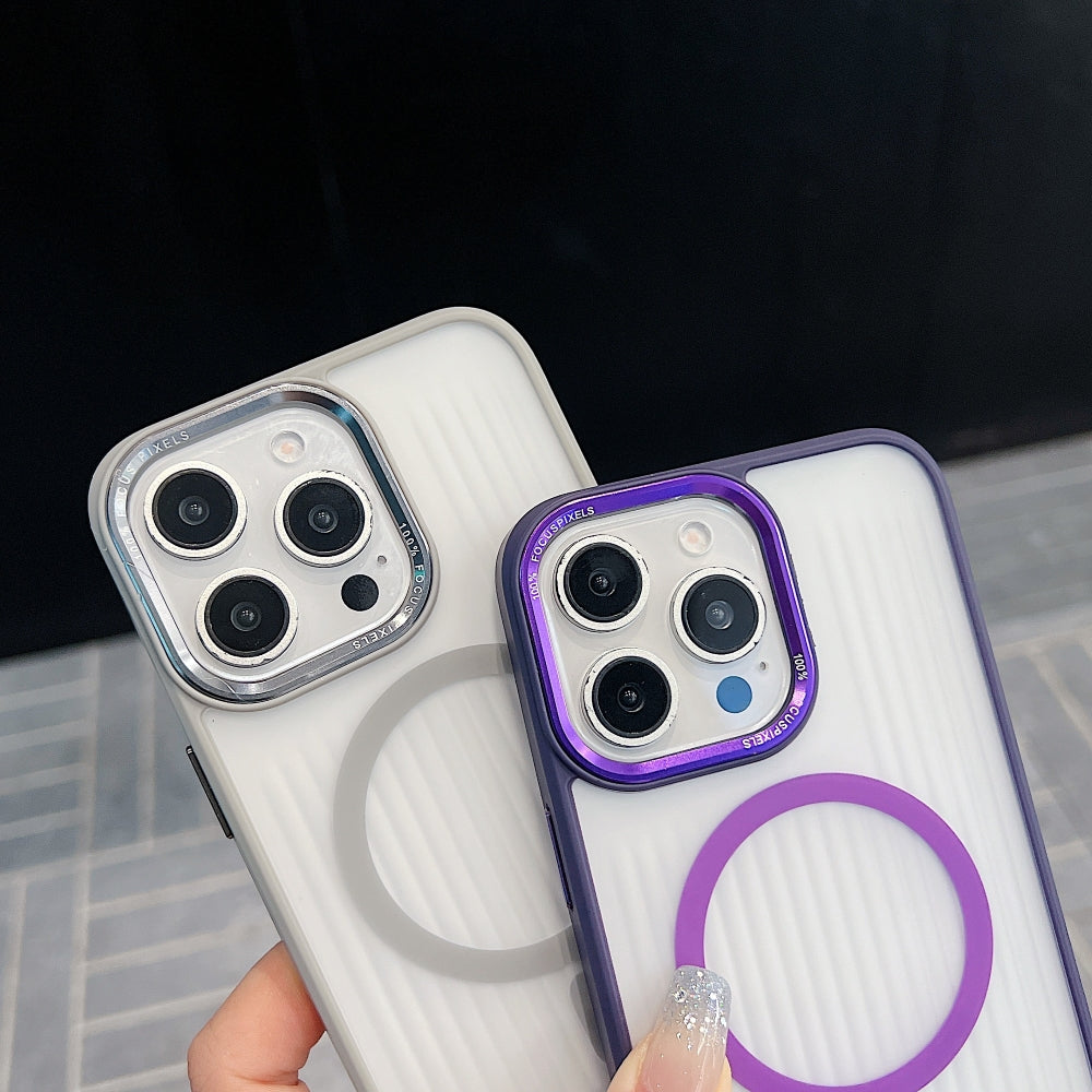 Metal Lens Frame Magnetic Wireless Phone Case