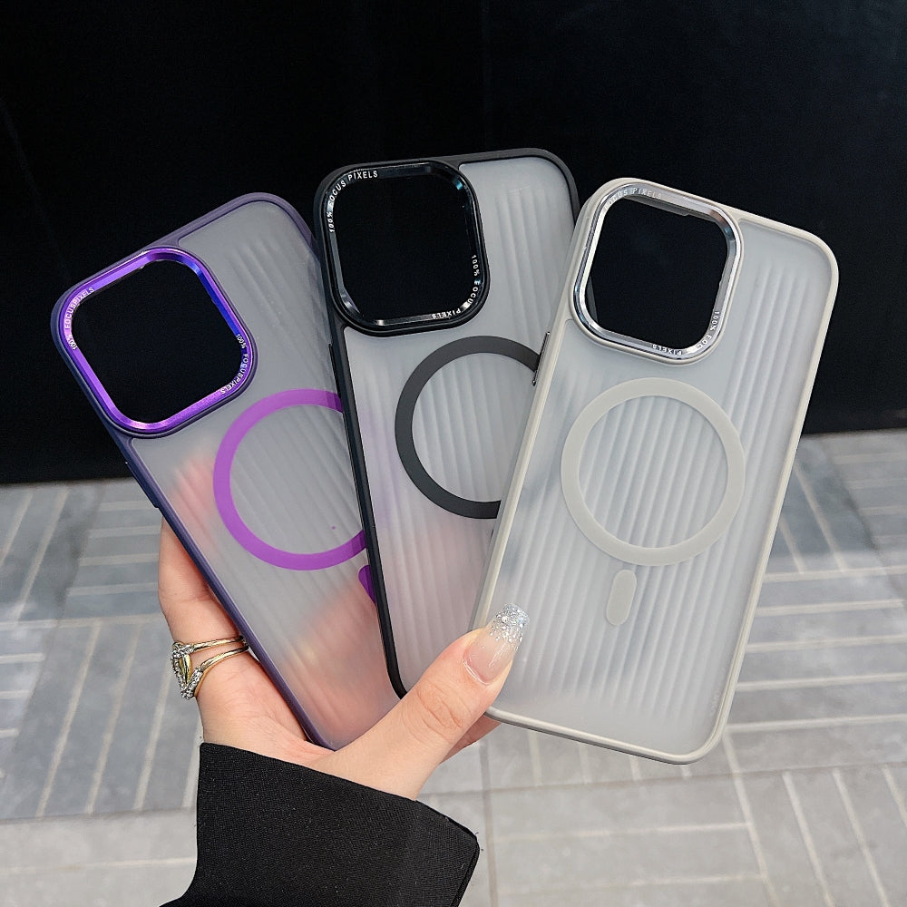 Metal Lens Frame Magnetic Wireless Phone Case
