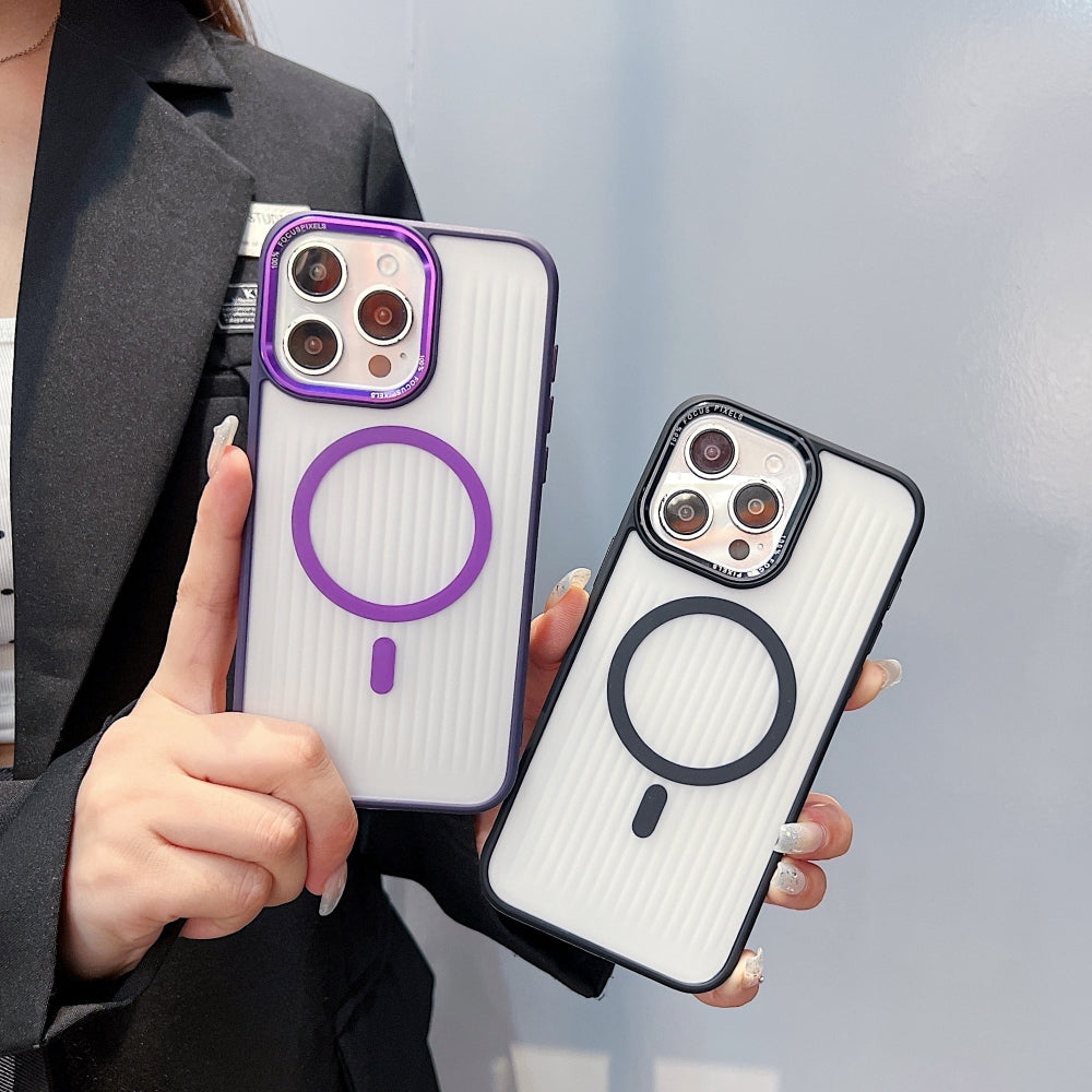 Metal Lens Frame Magnetic Wireless Phone Case