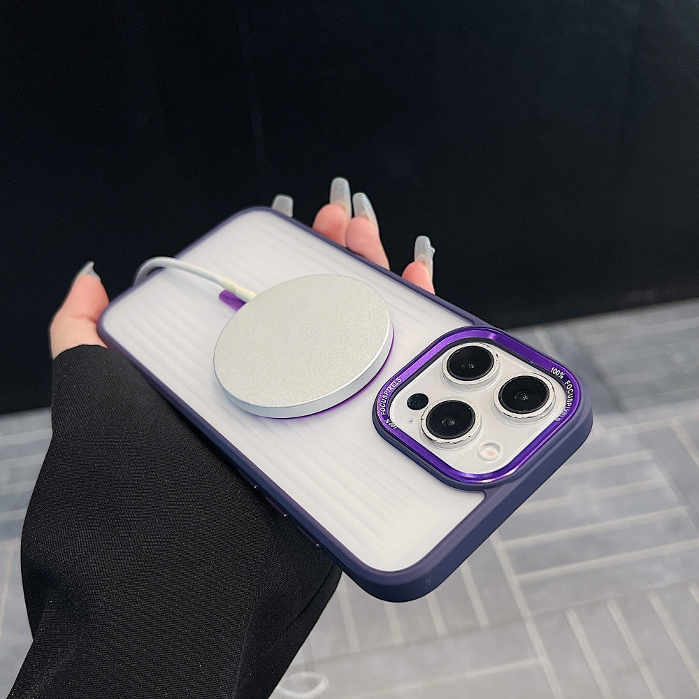 Metal Lens Frame Magnetic Wireless Phone Case